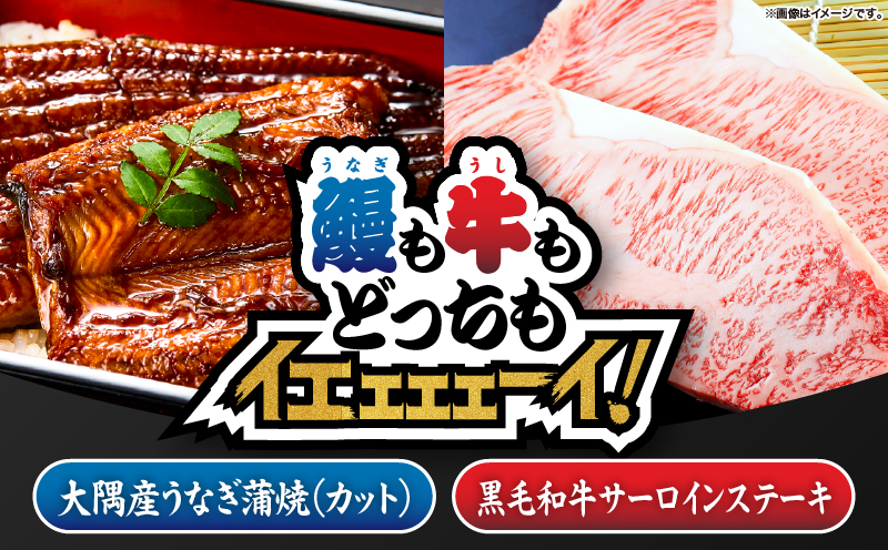 2472 【鰻も牛もどっちもイエェェェーイ！5】鹿児島県大隅産「カット」うなぎ蒲焼80g×1枚 うしの中山サーロインステーキ200g　KN050-017