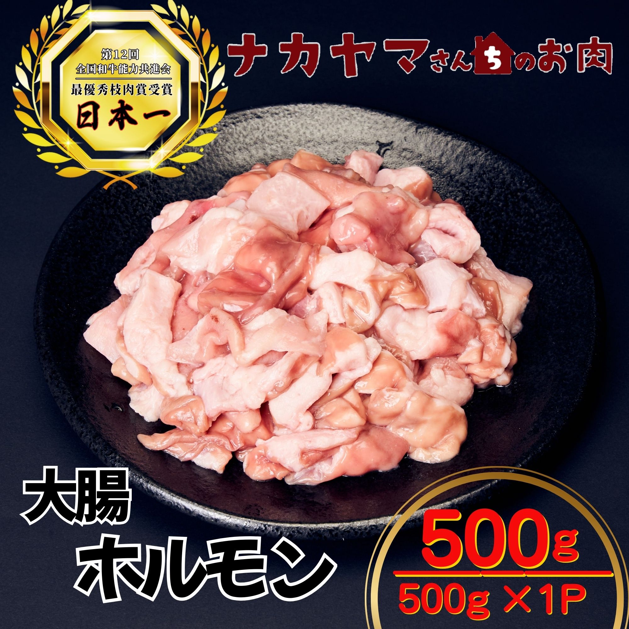 2544 【ナカヤマさんちのお肉】うしの中山 ホルモン（大腸）500g（500g×1袋）　KN050-021