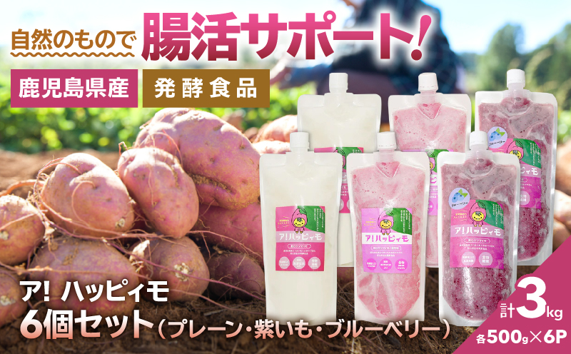 2827 ア！ハッピィモ6個セット（プレーン・紫いも・ブルーベリー）　KN113-001-07