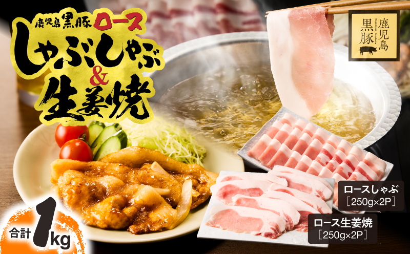 鹿児島県産 黒豚ロースしゃぶしゃぶ 500g、ロース生姜焼 500gセット　KN054-018