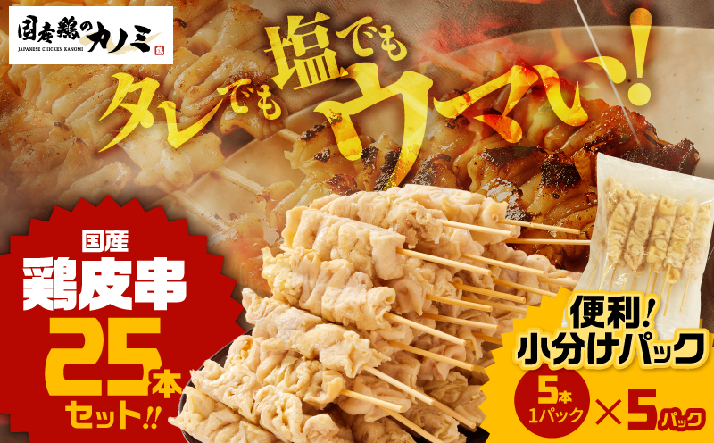 国産 鶏皮串 25本セット（5本×5パック）　KN077-002-01