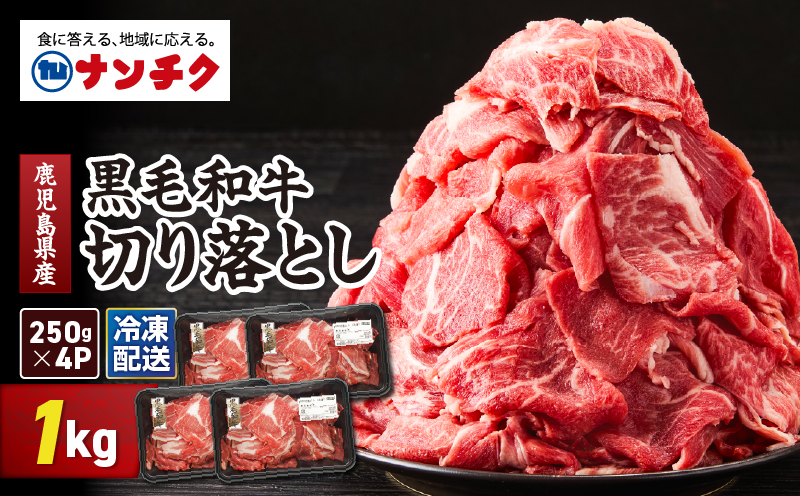 鹿児島県産 黒毛和牛 切り落し 計1kg　KN102-006-02