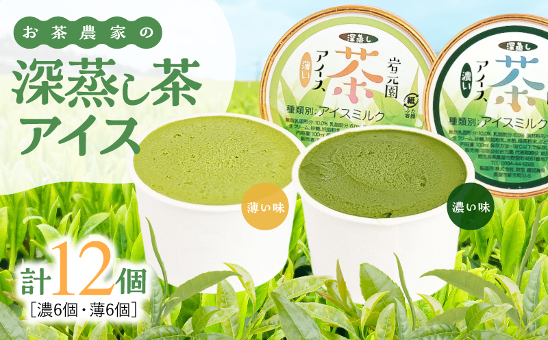 お茶農家の深蒸し茶アイス（濃・薄 各6個 計12個）　KN166-001-02
