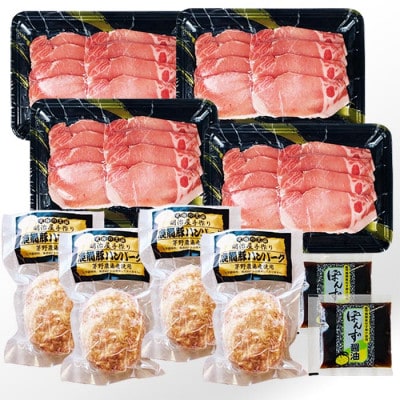 【お歳暮・のし付き】 鹿籠豚手作りハンバーグ＆鹿児島県産豚ローススライス4P A3-142S【配送不可地域：離島】