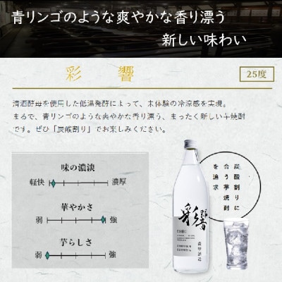 【本格焼酎】炭酸割りが好き『彩響』(900ml×6本) C0-64【配送不可地域：離島】