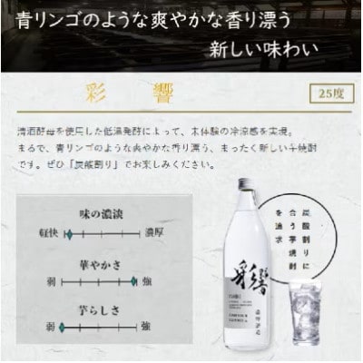 【本格焼酎】炭酸割りが好き『彩響』 900ml×1本 Y0-43【配送不可地域：離島】