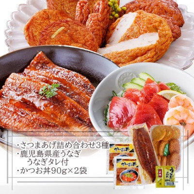 【父の日】鹿児島県産うなぎとさつま揚げとかつお丼セットA4-6F【配送不可地域：離島】