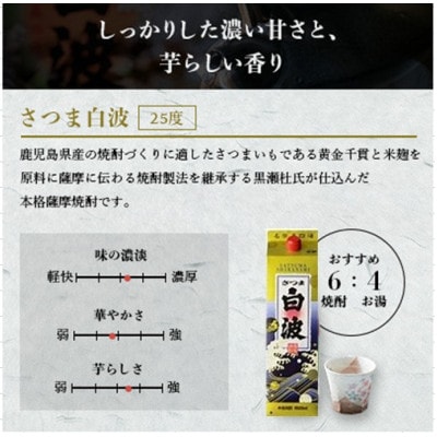 【2ヵ月毎定期便】さつま白波＆黒白波 1800ml×各3パックセット JJ15-0008 全4回【配送不可地域：離島】