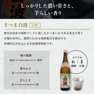 【毎月定期便】薩摩酒造の定番【さつま白波・黒白波】1800ml×2本セット PP-0007 全2回【配送不可地域：離島】