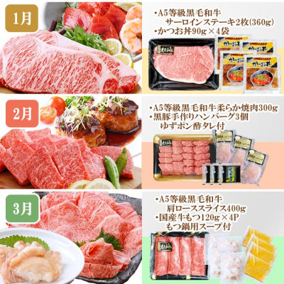 定期便(10回)枕崎お楽しみ便(黒毛和牛・黒豚・まぐろ・かつお・さつまあげ等)II-0025【配送不可地域：離島】