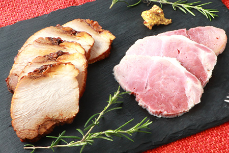 鹿籠豚ボンレスハム＆焼豚セット 枕崎産黒豚使用 A6-3【配送不可地域：離島】