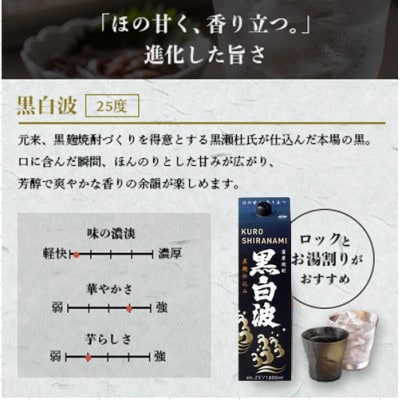 【のし付き・お歳暮】さつま白波・黒白波・さくら白波25度【1800ml】各2 計6パック C7-9S