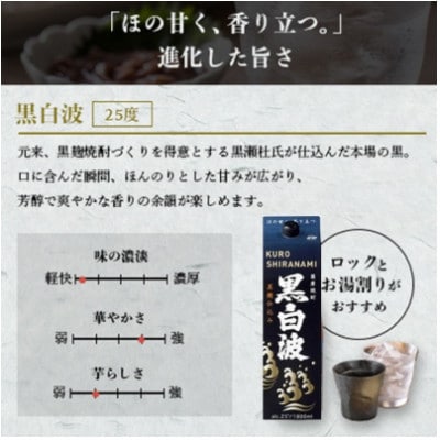 【毎月定期便】さつま白波＆黒白波 1800ml×各3パックセット JJ15-0011 全4回【配送不可地域：離島】