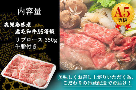 鹿児島県産黒毛和牛 A5等級特選リブロース 味わいすき焼き用肉 2～3人前 C0-30【配送不可地域：離島・北海道・沖縄県・東北】