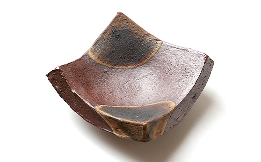 火之神窯 陶片木【厚手 角皿】赤土 丸柄 陶器 焼き物 鹿児島 枕崎  A8-84【配送不可地域：離島】