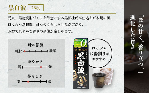 【さつま白波】【黒白波】【さくら白波】25度・1800ml　各2パックセット C7-9【配送不可地域：離島】