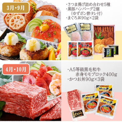 定期便(6回配送)　枕崎お楽しみ定期便(黒毛和牛・黒豚・加工品etc) FF-6003【配送不可地域：離島】