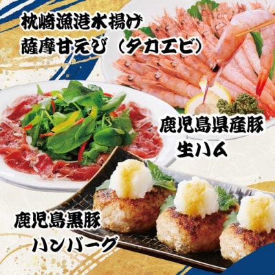 【年内発送】福袋 A5ランク黒毛和牛・タカエビ(薩摩甘エビ)・黒豚・カツオ 贅沢詰合わせ B8-24【配送不可地域：離島】