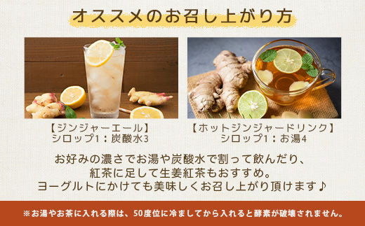 ジンジャーシロップ(150g×4個)【非加熱発酵】【優しい甘さの生姜シロップ】【米入り】B3-86【配送不可地域：離島】