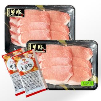 鹿児島産黒豚ロース生姜焼き用 2P  A0-20【配送不可地域：離島】