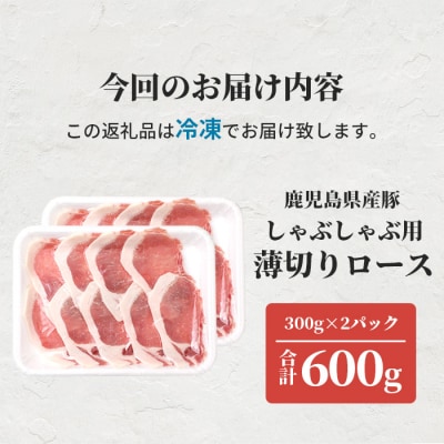 鹿児島県産豚 ロースうす切り 300g×2 しゃぶしゃぶ A3-207【配送不可地域：離島】