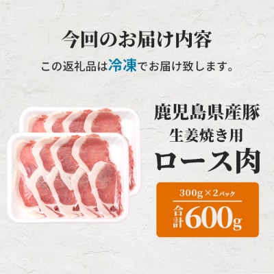 鹿児島県産豚 ロース しょうが焼き用 300g×2パック 豚ロース肉 生姜焼き A3-206【配送不可地域：離島】