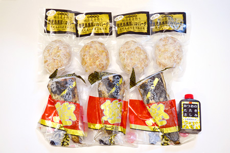 【鰹・豚】お好みAセット枕崎産かつおたたき500g・黒豚ハンバーグ4個(計500g) B3-67【配送不可地域：離島】