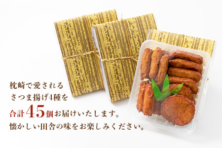 中村屋のさつま揚げ≪お福分けセット≫( 生 ) 4種類 (合計45個) A3-107【配送不可地域：離島】