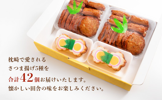 中村屋のさつま揚げセット ( 生 ) 5種類 (合計42個)  A3-108【配送不可地域：離島】