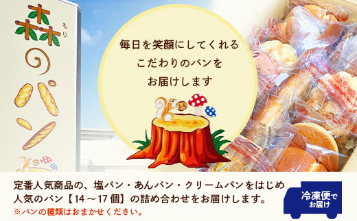【2ヵ月毎定期便】森のパン おまかせ焼き立てパン 詰め合わせ【14～17個】GG5-0015全6回【配送不可地域：離島】
