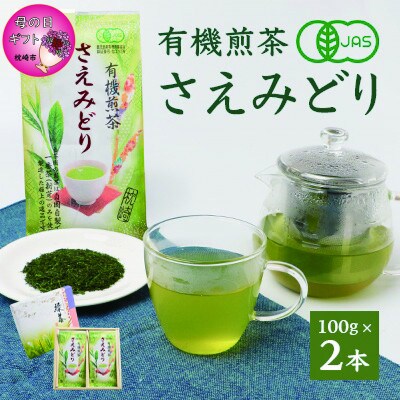 【母の日】1番茶のみを使用 有機煎茶【さえみどり】KAORU園 (100g×2本) A6-118M【配送不可地域：離島】