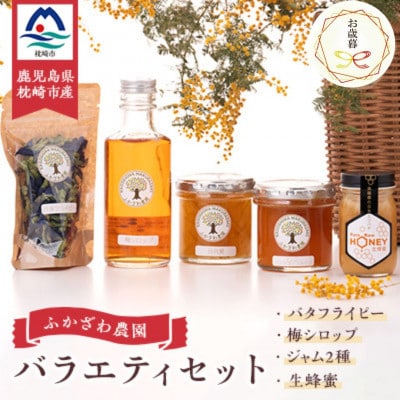 【のし付き・お歳暮】生蜂蜜・梅シロップ・ジャム2種・バタフライピー　バラエティセット A8-5S【配送不可地域：離島】