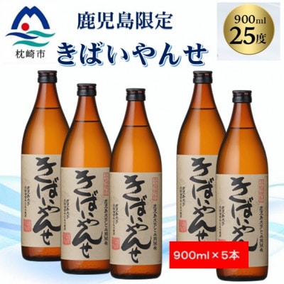 【本格焼酎】きばいやんせ【鹿児島限定】 900ml×5本 B2-6【配送不可地域：離島】