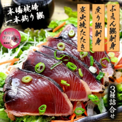 【母の日】枕崎産 一本釣り ぶえん鰹刺身・たたき・戻り鰹 詰め合わせ【タレ付】 A3-301M【配送不可地域：離島】