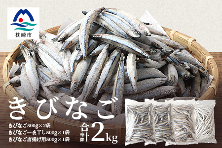 枕崎産 きびなご【合計2kg】冷凍 一夜干し 唐揚げ用 詰め合わせ A3-110【配送不可地域：離島】