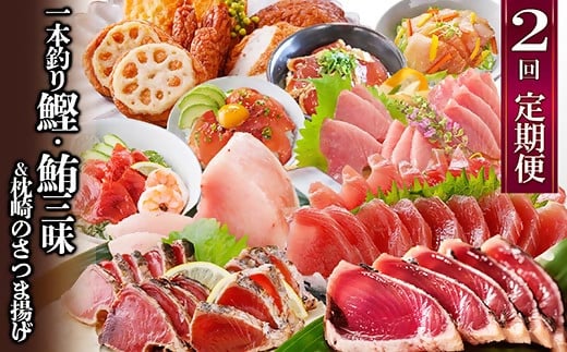 定期便(2回配送)一本釣りかつお・まぐろ三昧　(さつまあげも) DD-6005【配送不可地域：離島】