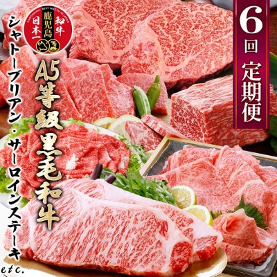 定期便(6回)鹿児島県産A5等級黒毛和牛シャトーブリアン・サーロインステーキetc　HH-6001【配送不可地域：離島】