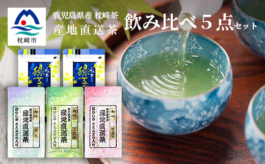 大河内製茶の煎茶飲み比べ 5点セット 特上煎茶・上煎茶・煎茶・水出し緑茶ティーバッグ A8-71【配送不可地域：離島】