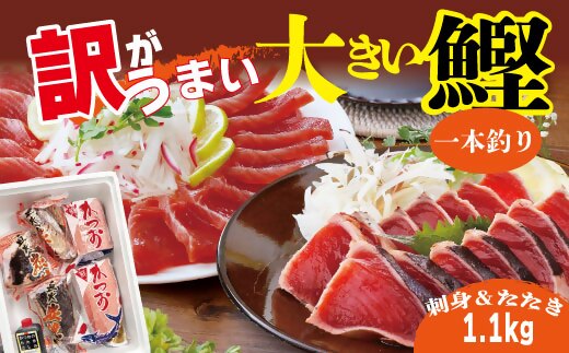 【訳あり】大きい!!!サイズの炭火焼鰹タタキ＆さしみ　A0-35【配送不可地域：離島】
