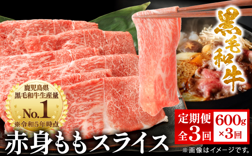 【毎月定期便】鹿児島県産 黒毛和牛 赤身ももスライス 600g(枕崎市)RR-0002 全3回【配送不可地域：離島】