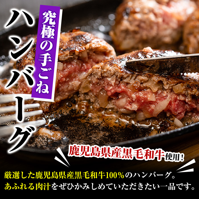 ＜訳あり＞(網脂あり)鹿児島県産黒毛和牛！手ごねハンバーグ(計700g・100g×7個) 国産 牛肉 小分け おかず 惣菜 個包装 冷凍ハンバーグ【スーパーよしだ】akn058-02
