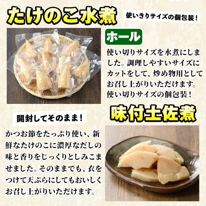 ご家庭用たけのこ美味づくし(5種10袋・たけのこ水煮、味付けタケノコ2種、味付土佐煮、たけのこご飯の素)国産 筍 野菜 使い切り 小分け 個包装【上野食品】akn008-18