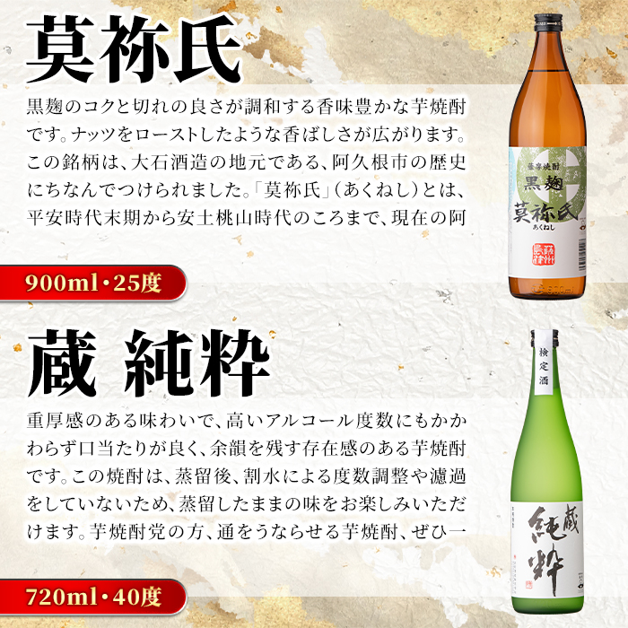 鹿児島本格芋焼酎！コンプリートセット(計10本)「鶴見・莫祢氏・蔵 純粋・かぶと鶴見・かぶと莫祢氏・がんこ焼酎屋・橙華・鶴見黄麹・緋扇・神舞」国産 詰め合わせ 芋 鹿児島県産 酒 アルコール 飲み比べ 父の日 贈答用 ギフト【大石酒造】akn038-53