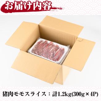 阿久根産！猪肉モモスライス(計1.2kg・300g×4パック)国産 九州 イノシシ肉 しし肉 モモ肉 ジビエ シシ汁 BBQ バーベキュー ボタン鍋 ぼたん鍋  低カロリー 高たんぱく ダイエット 鉄分 山の幸【一般社団法人いかくら阿久根】akn076-06