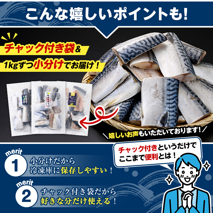 訳あり・傷あり ご家庭用さば切身パック(合計3kg) 大容量 サバ 鯖 海産物 海鮮 おかず 惣菜 焼き魚 切り身 ジップロック チャック付き袋 小分け 簡単調理【グローバルフーズ】akn061-06