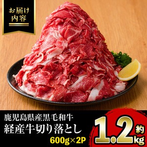 黒毛和牛鹿児島県産(経産牛)切り落とし(計1.2kg・600g×2P) 国産 牛肉 肉 冷凍配送 小分け 個包装 セット しゃぶしゃぶ すき焼き バーベキュー BBQ 鍋【スターゼン】akn042-04