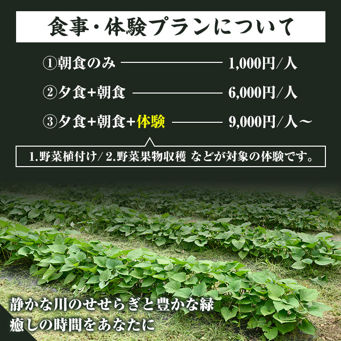 農家民宿里山清流亭(1泊・1名様)鹿児島 旅行 宿 旅館 貸し切り 農業体験 野菜【MOTOグリーンファーム】akn080-01