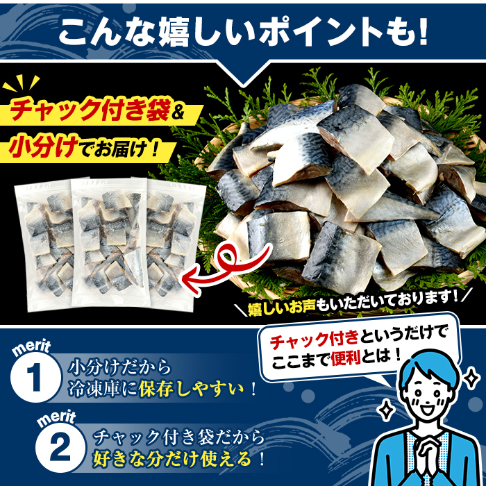 骨取り 塩さば 切身 (計1.3kg・1回) 大容量 サバ 鯖 骨ぬき 骨抜き 骨なし 海産物 海鮮 おかず 惣菜 焼き魚 お弁当 切り身 ジップロック チャック付き袋 小分け 簡単調理 【グローバルフーズ】akn061-40