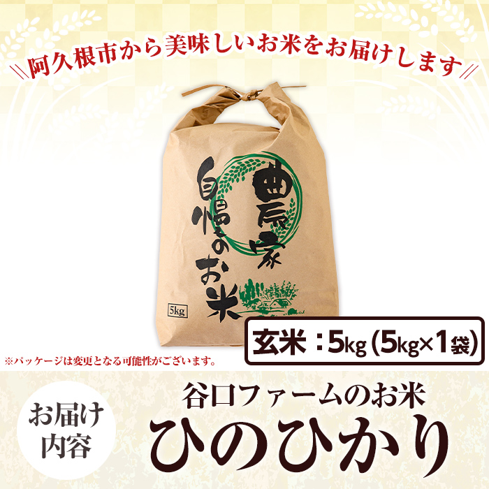 鹿児島県産の玄米 ひのひかり(計5kg) 国産 玄米 自社精米 ご飯 おこめ おにぎり お弁当 ひのひかり【谷口ファーム】akn064-04