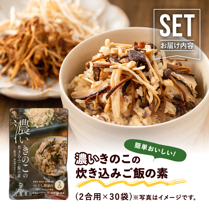 国産のえのきやきのこ使用！濃いきのこの炊き込みご飯の素(2合用×30袋) 国産 だし醤油 きのこご飯 椎茸 しいたけ【三笠えのき茸生産組合】akn010-19